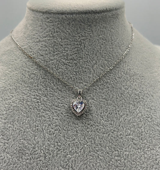 COLIER SILVER HEART PLACAT CU AUR ALB 14K